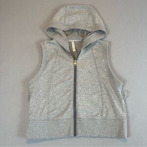 Athleta Coaster Luxe Vinyasa Vest Heather Gray Fleece Zip Up Hoodie M B-Corp